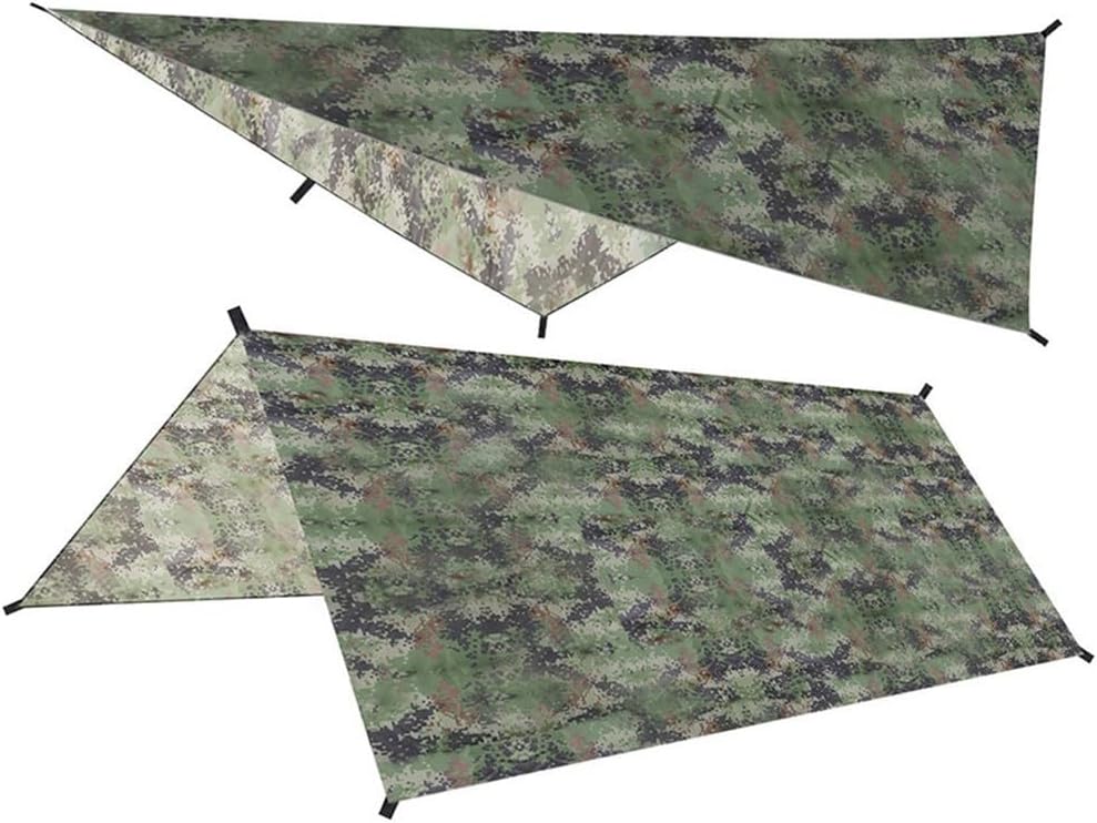 Tent Tarp Waterproof Sun Shade Shelter 210T Polyester Rain Fly with 6 Tie Points for Camping Hiking Picnic Beach for Hammock-Awning Cover, 100X145cm(Camouflage)