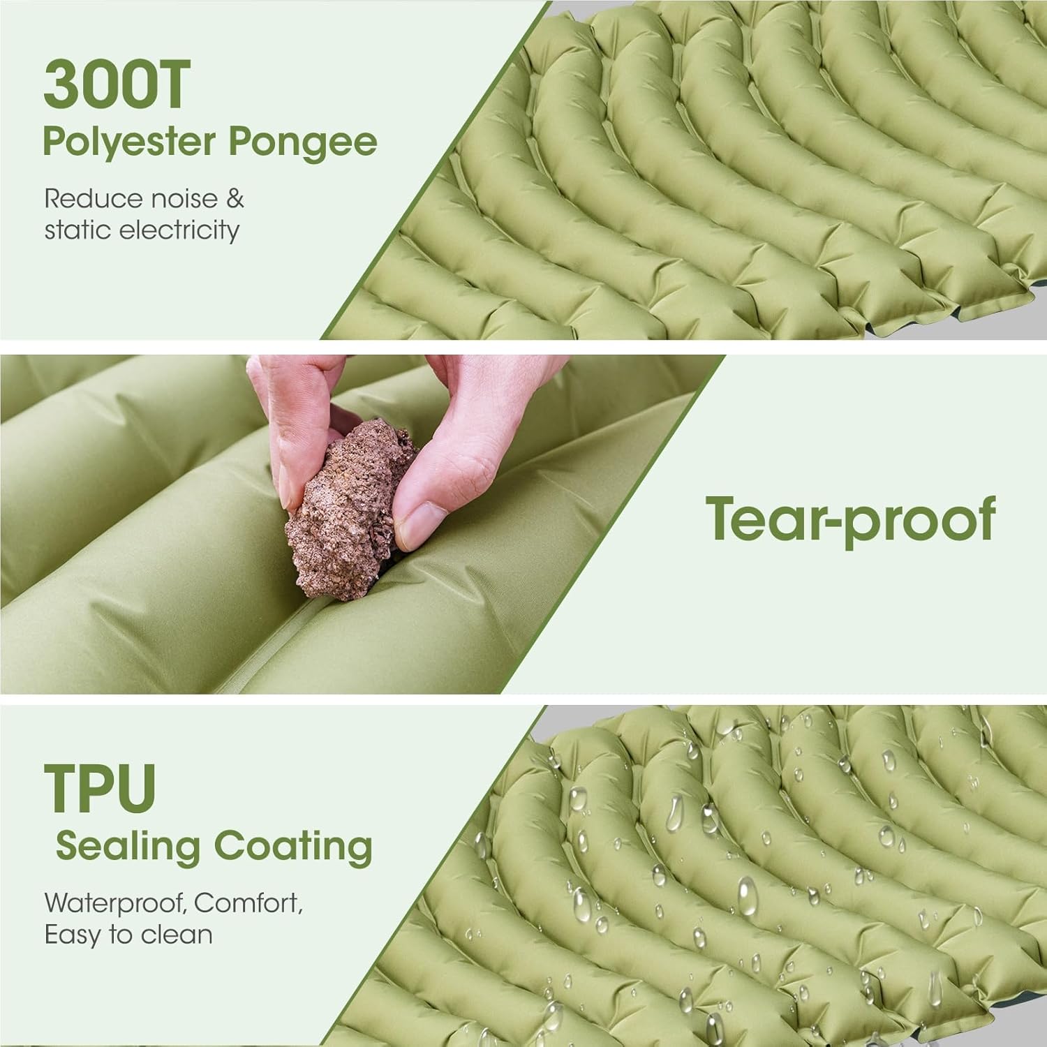 Sleeping Pad for Camping, Self Inflating Sleeping Pad Extra Thick Sleeping Mat with Pillow Built-in Foot Pump, Ultralight Inflatable Sleeping Pads Connectable Air Mattress for Backpacking - Image 2