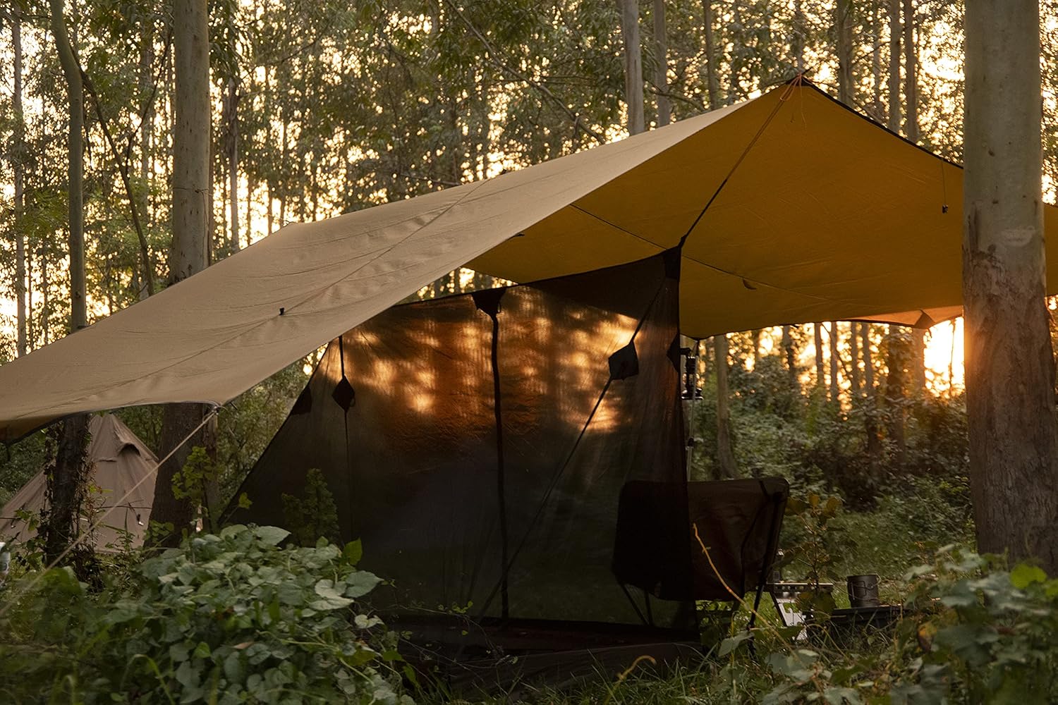 Camping Tarp, 100% Waterproof Bushcraft Shelter, Lightweight Hammock Rain Fly Portable Anti UV Large 12.8ft x 9.5ft - Image 2